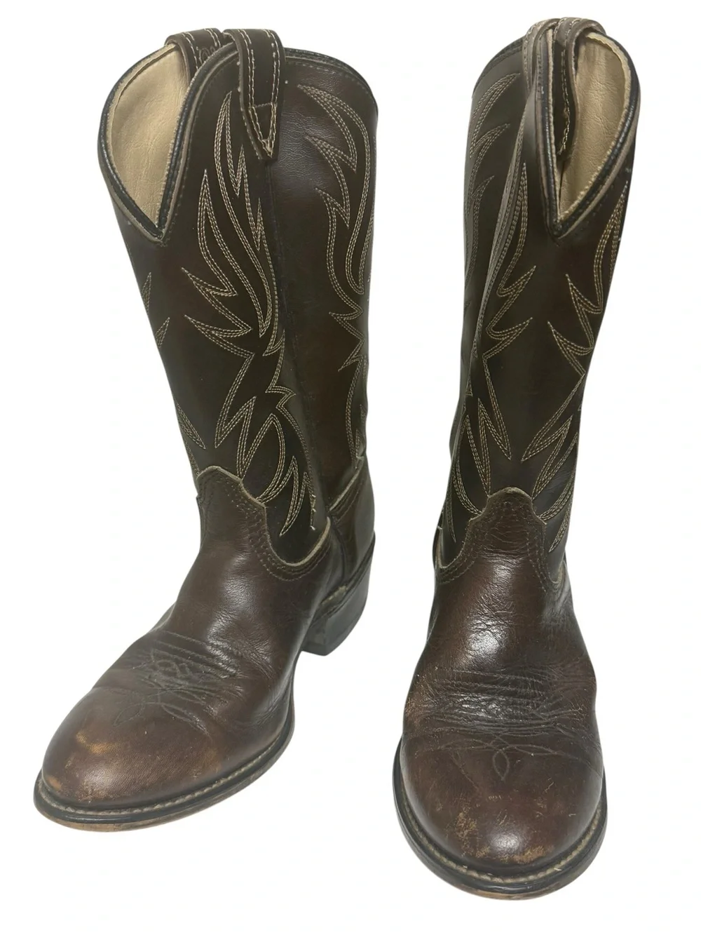 Vintage Acme Brown Leather Western Cowboy Boots Kids Size 2 Made in USA